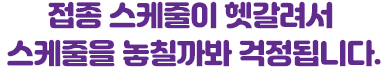 접종 스케줄이 헷갈려서 스케줄을 놓칠까봐 걱정됩니다.